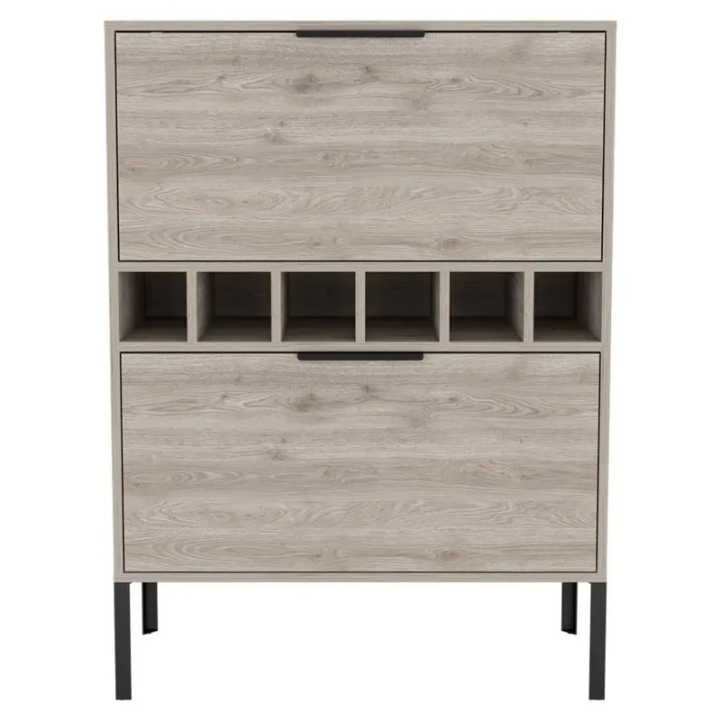 43" Light Gray and Black Wood Console Bar Cabinet With Two Doors - GreatEagleInc