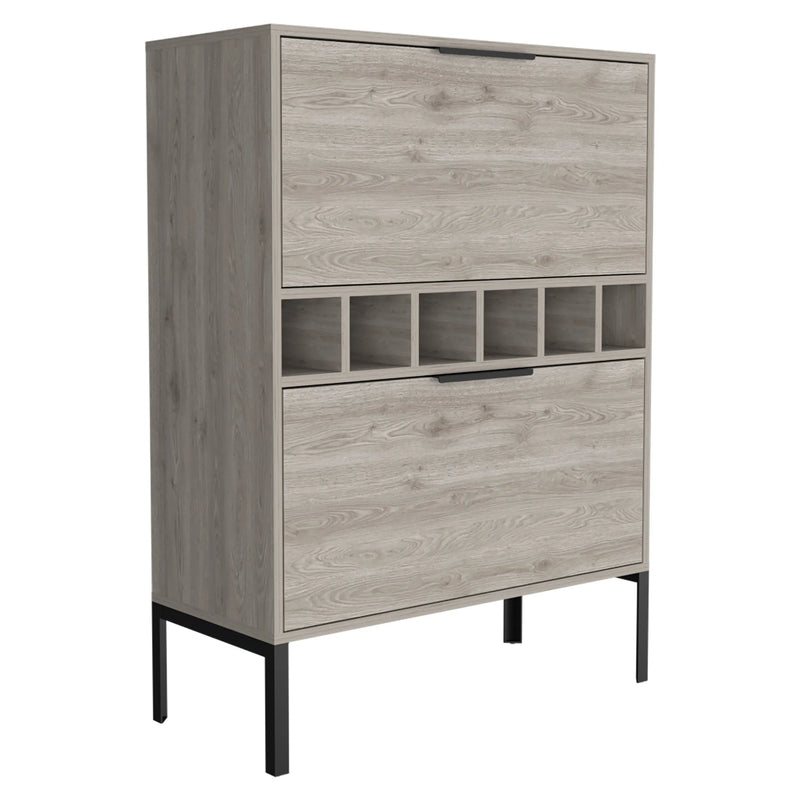 43" Light Gray and Black Wood Console Bar Cabinet With Two Doors - GreatEagleInc