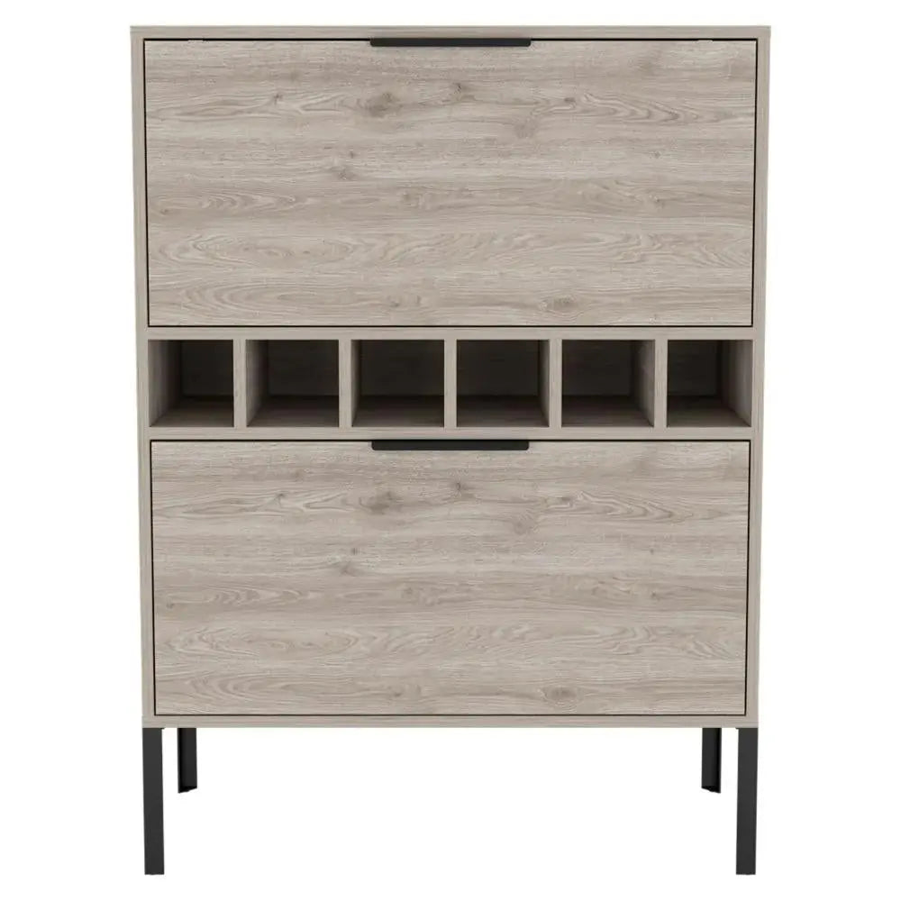43" Light Gray and Black Wood Console Bar Cabinet With Two Doors Homeroots Kitchen & Dining