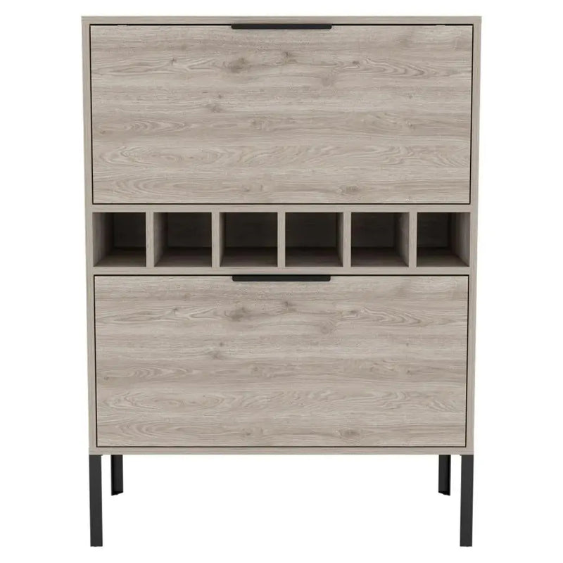 43" Light Gray and Black Wood Console Bar Cabinet With Two Doors Homeroots Kitchen & Dining
