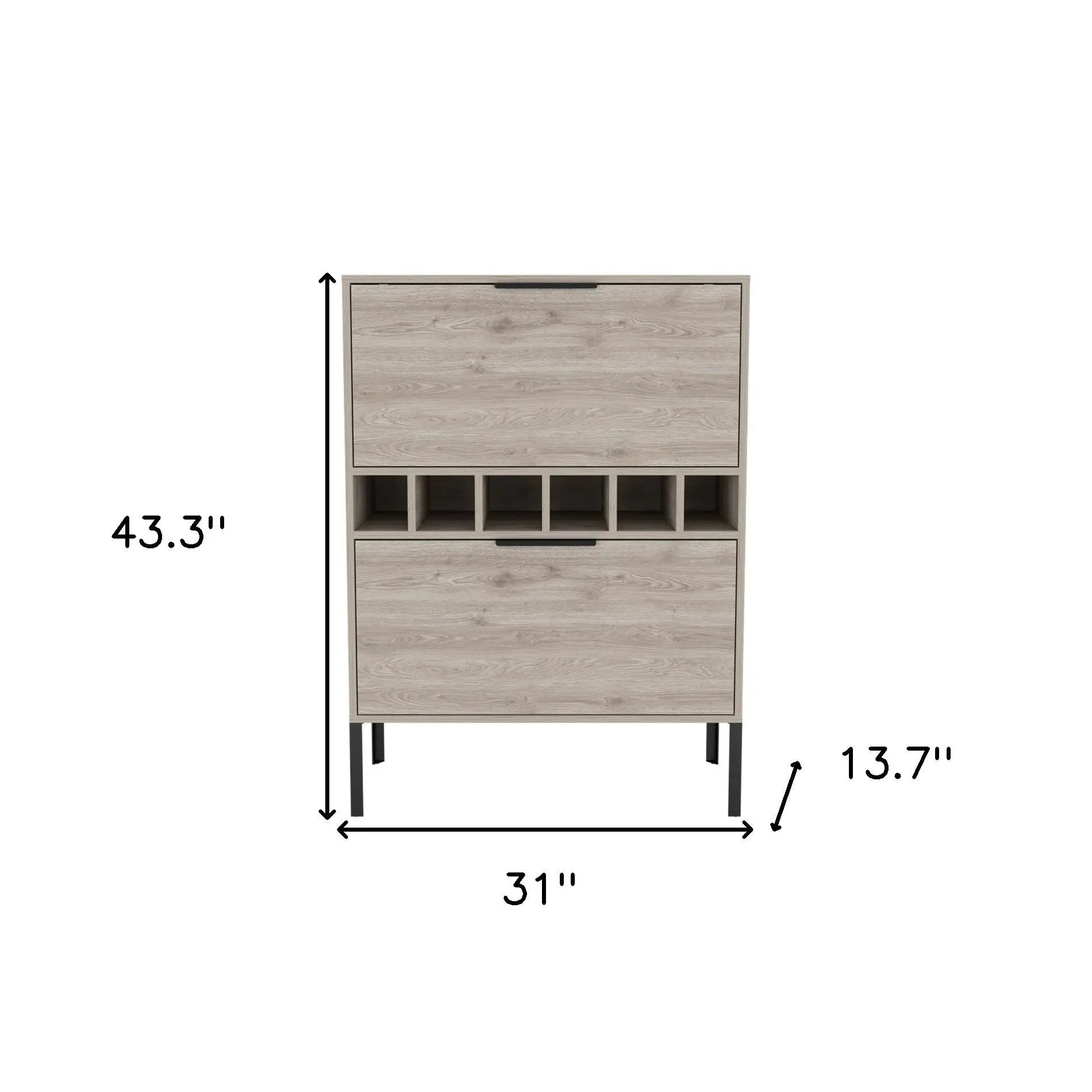 43" Light Gray and Black Wood Console Bar Cabinet With Two Doors Homeroots Kitchen & Dining