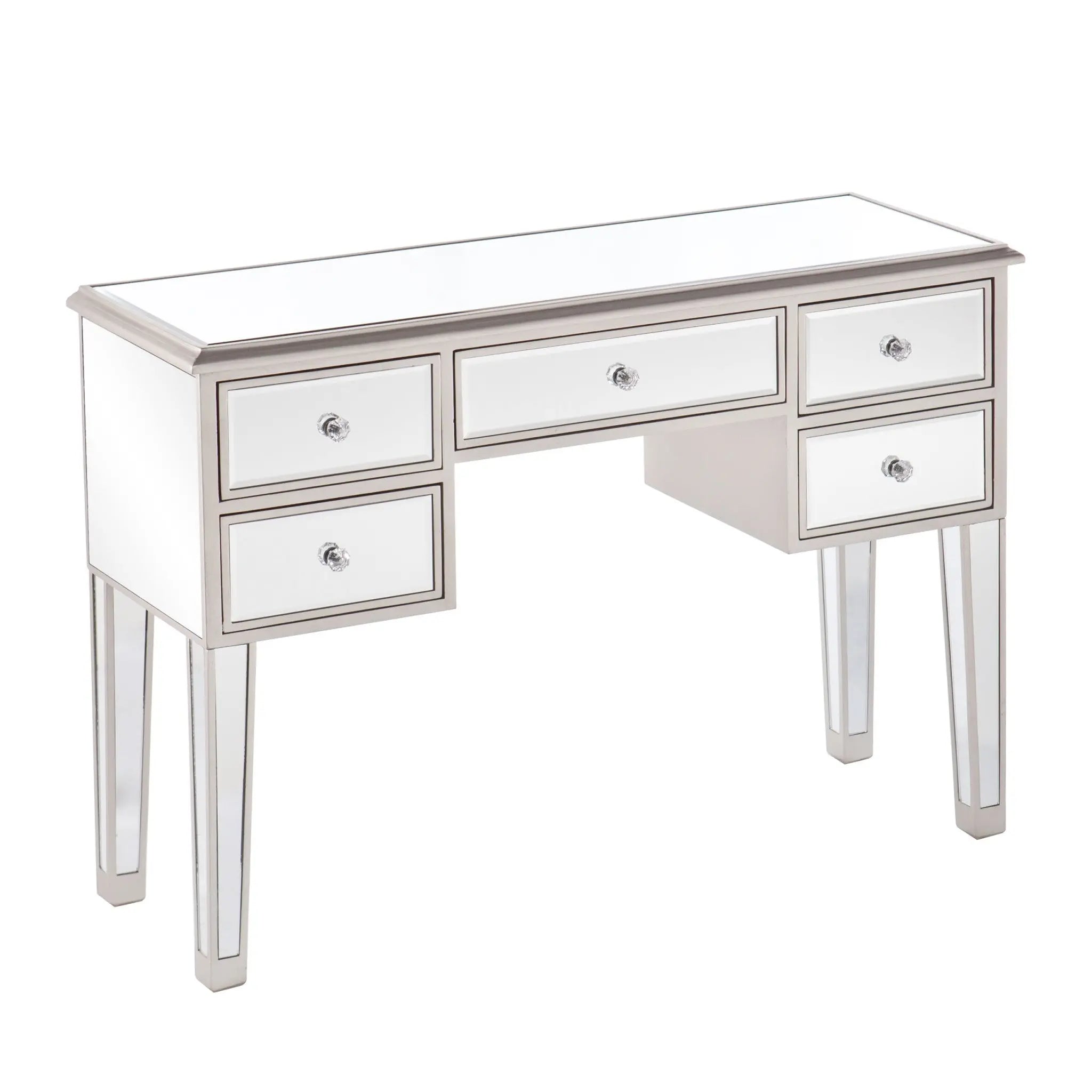 43" Silver Mirrored Glass Console Table And Drawers Homeroots Living Room
