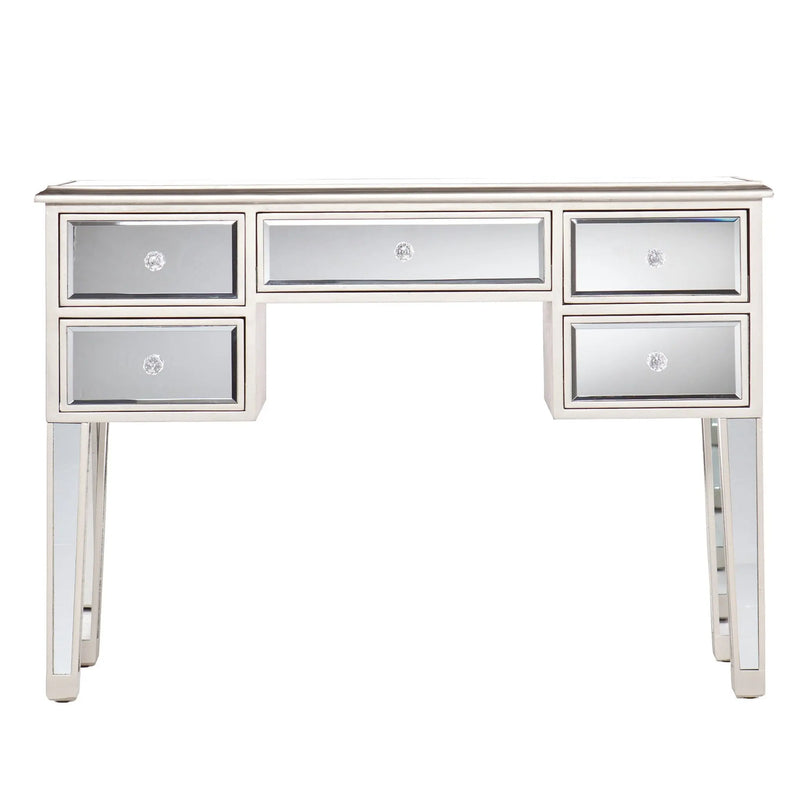 43" Silver Mirrored Glass Console Table And Drawers Homeroots Living Room