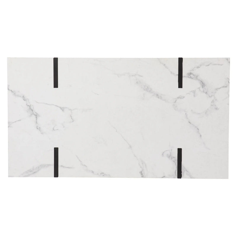 43" White And Black Faux Marble And Metal With Iron Coffee Table Homeroots Living Room