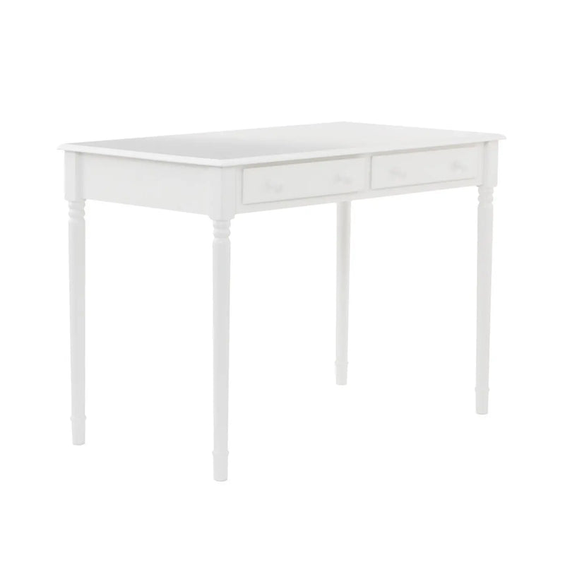 43" White Solid Wood Writing Desk With Two Drawers Homeroots Office