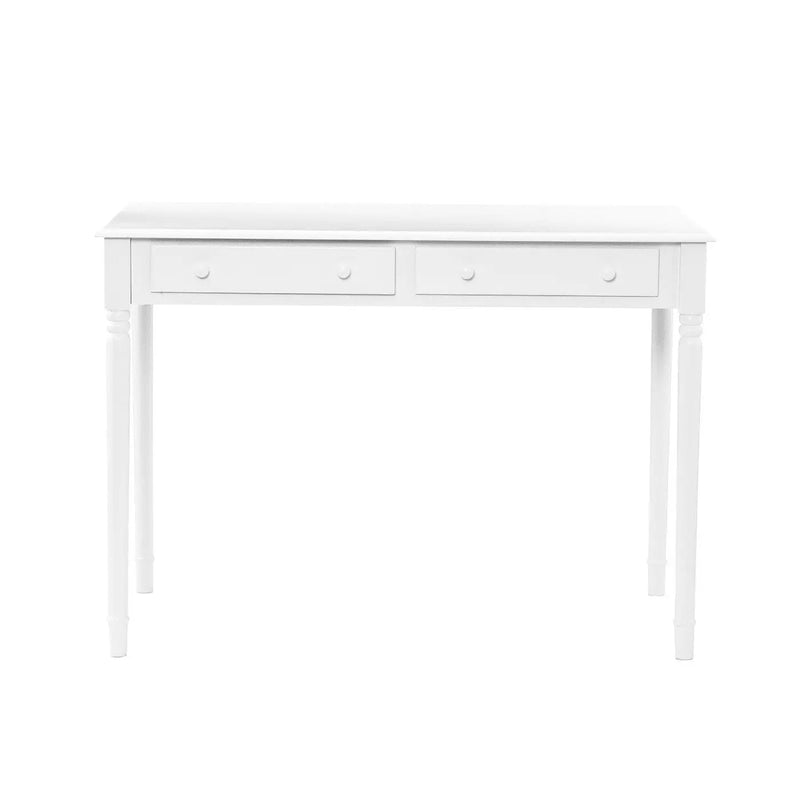 43" White Solid Wood Writing Desk With Two Drawers Homeroots Office