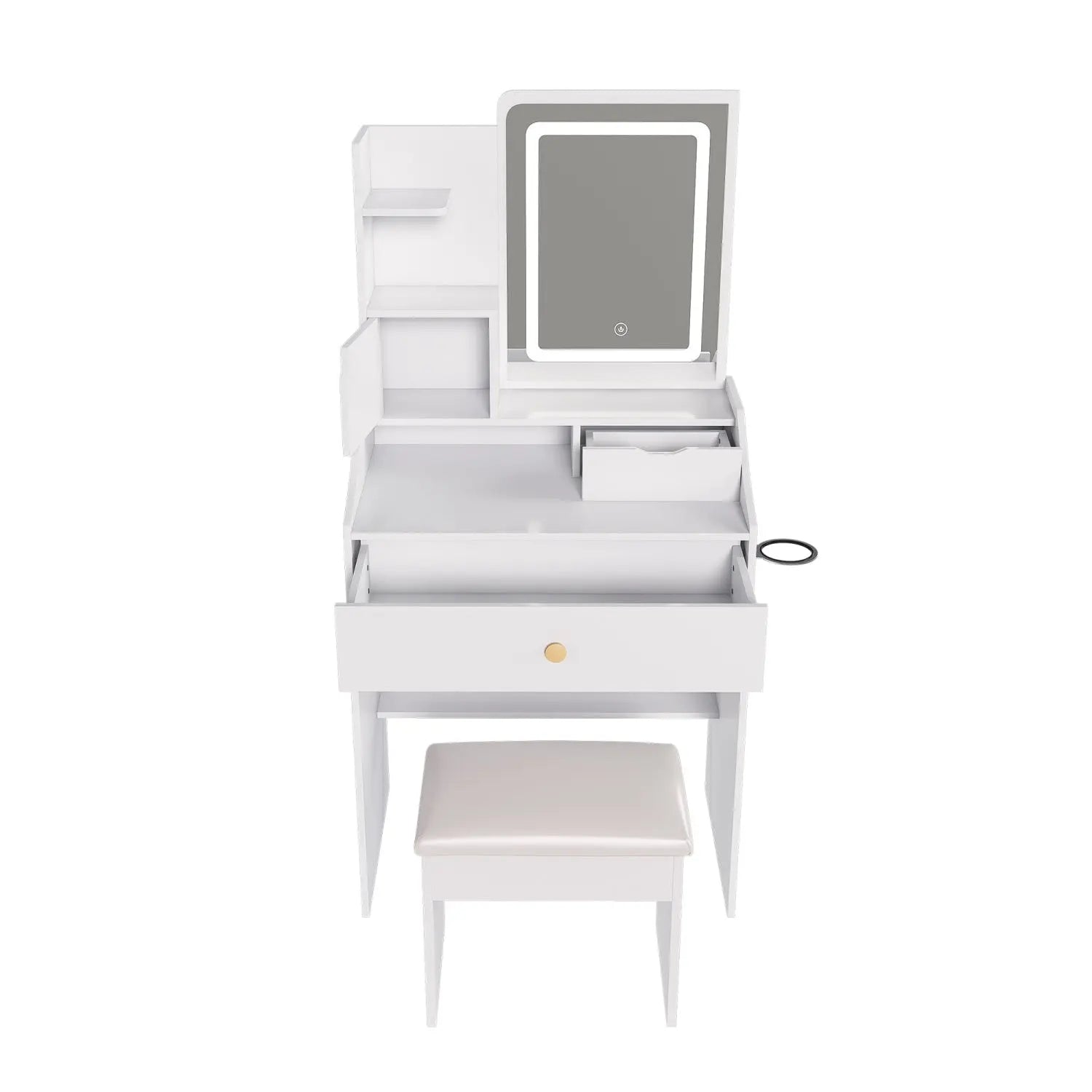 43" White Wood Mirrored Three Drawer Vanity Table Homeroots Living Room