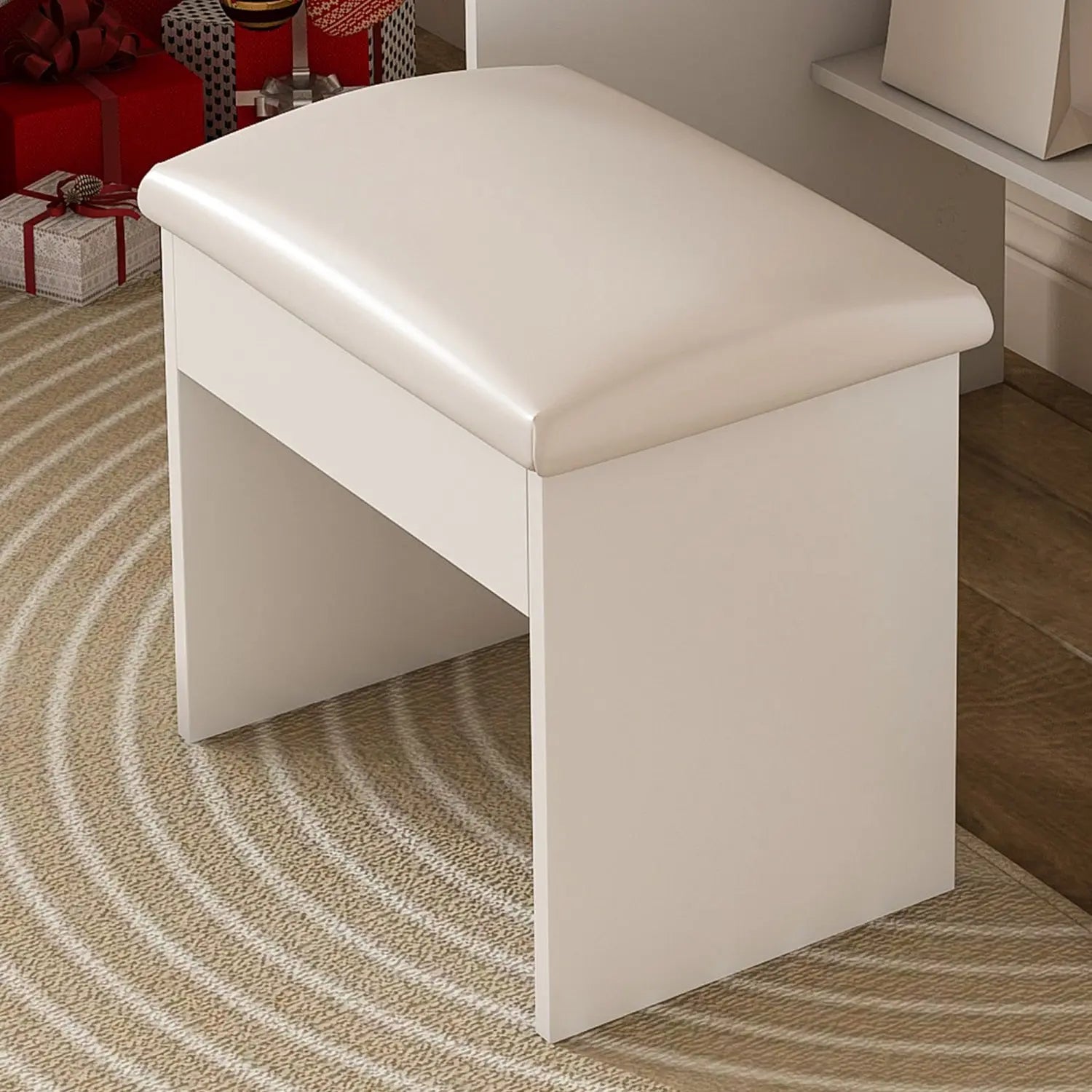 43" White Wood Mirrored Three Drawer Vanity Table Homeroots Living Room