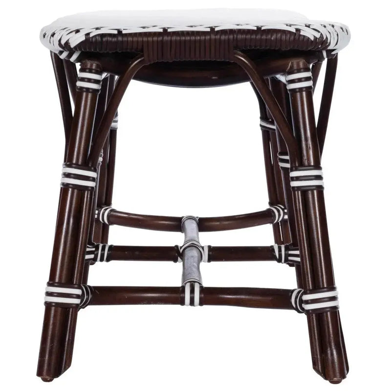 43" White and Dark Brown Rattan and Wicker Bench Homeroots Living Room