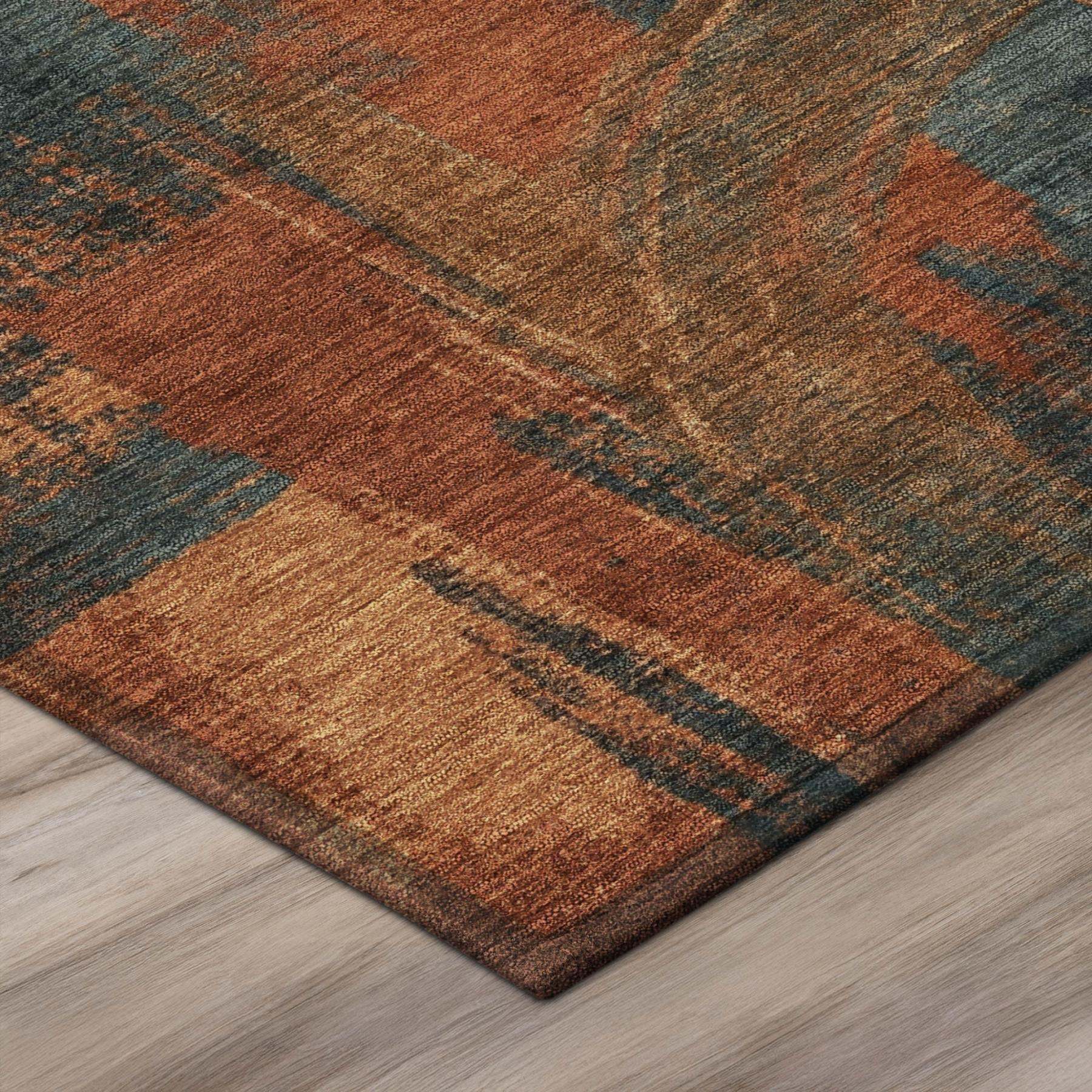 10' X 14' Rust And Orange Abstract Washable Indoor Outdoor Area Rug - Sports & Outdoor