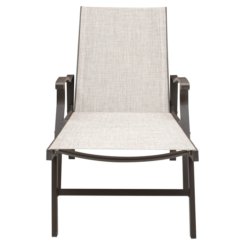 44" Beige Aluminum Five Position Adjustable Outdoor Chaise Lounge Homeroots Outdoor