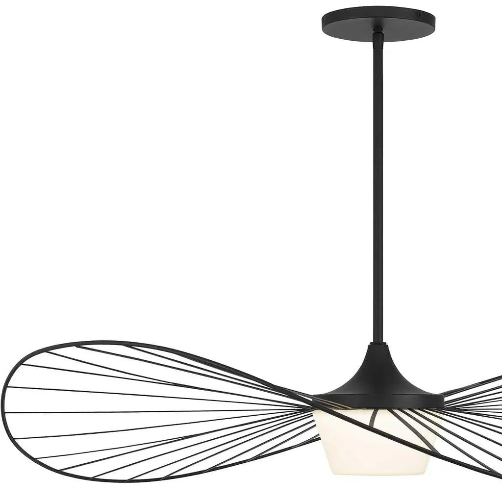 44" Black Aluminum Geometric Wavy LED Dimmable Outdoor Hanging Light Homeroots Outdoor