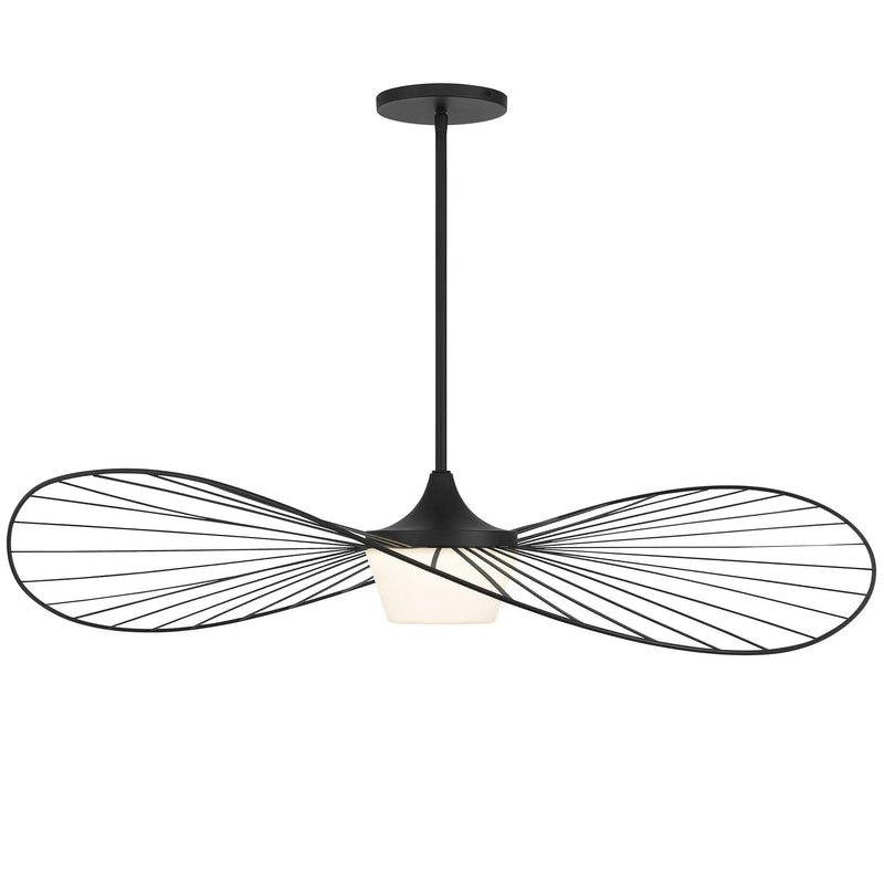 44" Black Aluminum Geometric Wavy LED Dimmable Outdoor Hanging Light Homeroots Outdoor