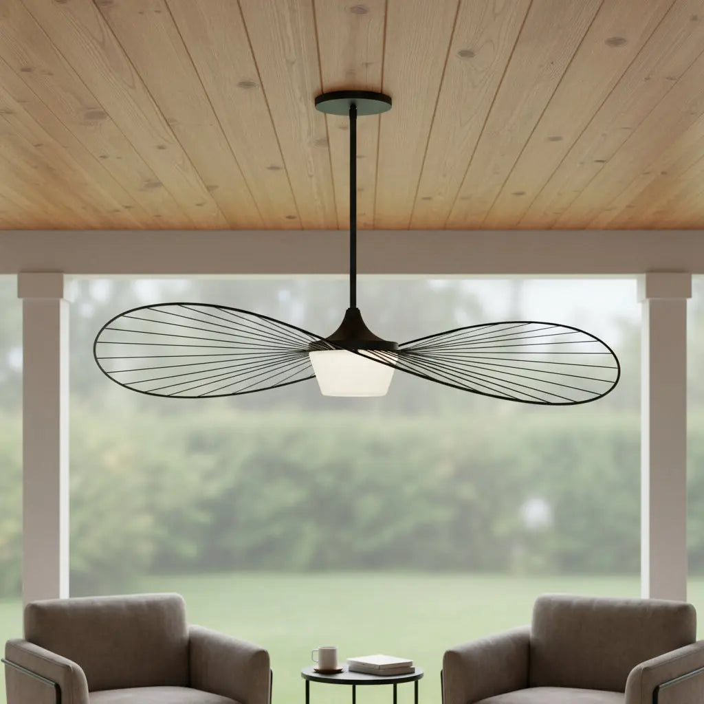 44" Black Aluminum Geometric Wavy LED Dimmable Outdoor Hanging Light Homeroots Outdoor