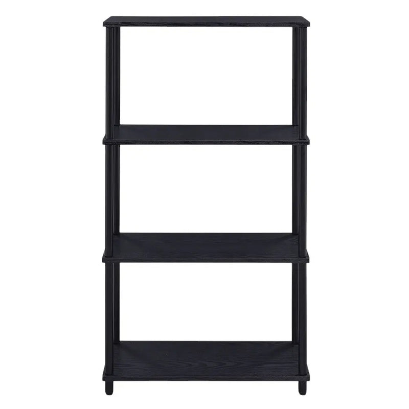 44" Black Metal and Wood Four Tier Etagere Bookcase Homeroots Office
