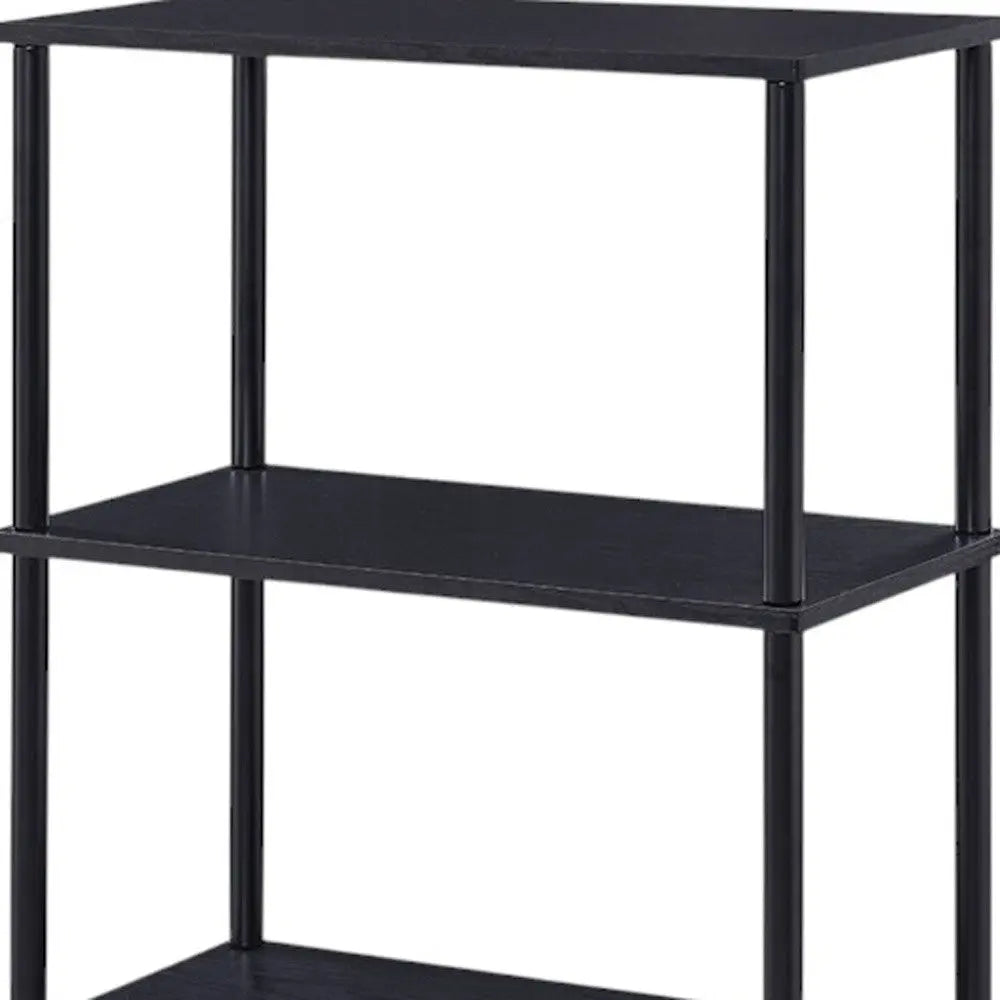 44" Black Metal and Wood Four Tier Etagere Bookcase Homeroots Office