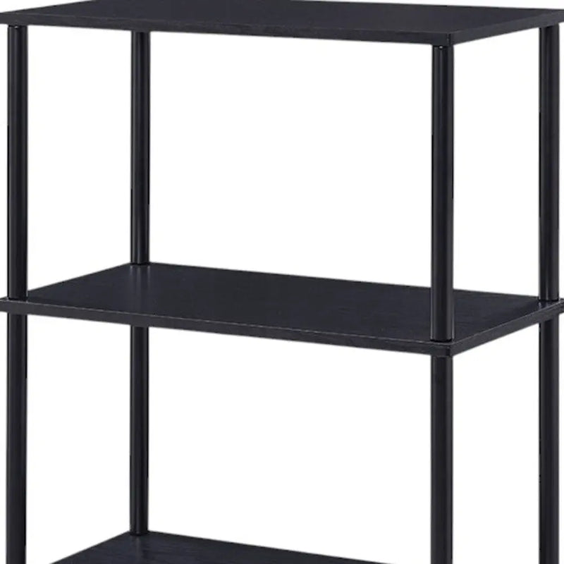 44" Black Metal and Wood Four Tier Etagere Bookcase Homeroots Office