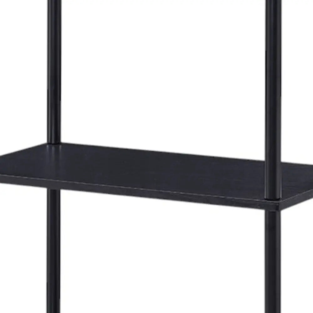 44" Black Metal and Wood Four Tier Etagere Bookcase Homeroots Office