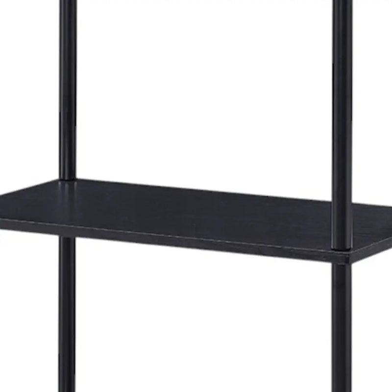 44" Black Metal and Wood Four Tier Etagere Bookcase Homeroots Office