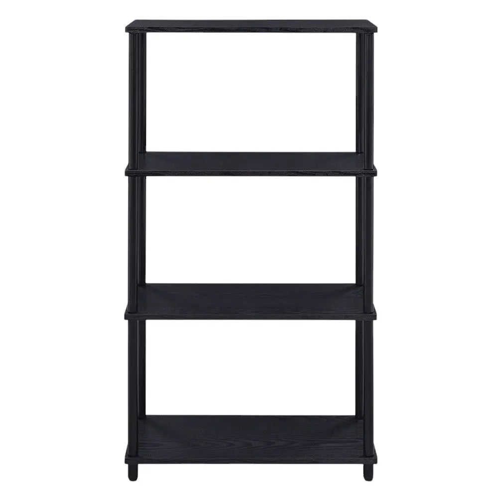 44" Black Metal and Wood Four Tier Etagere Bookcase Homeroots Office
