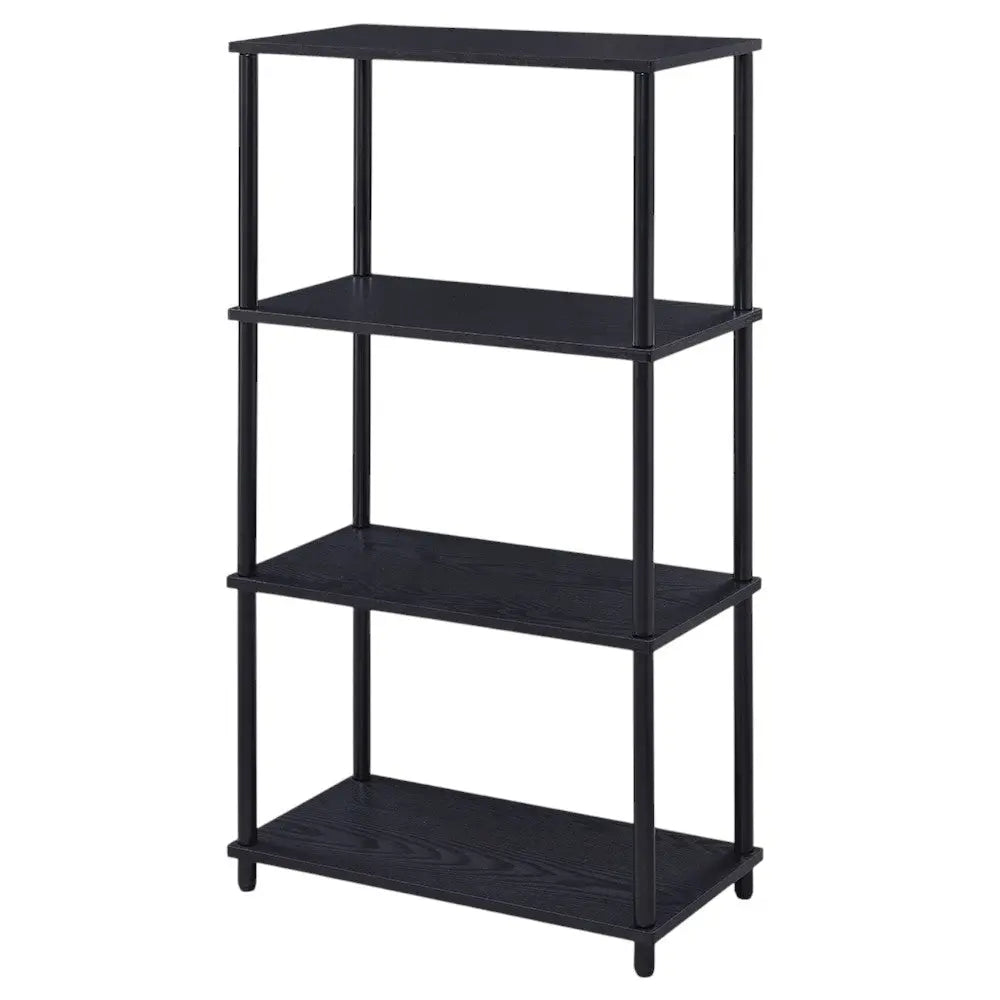 44" Black Metal and Wood Four Tier Etagere Bookcase Homeroots Office