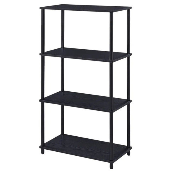 44" Black Metal and Wood Four Tier Etagere Bookcase Homeroots Office