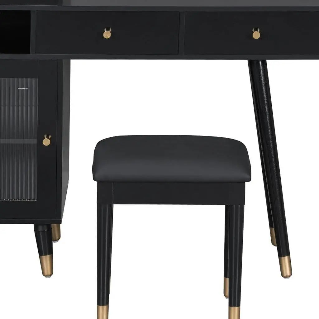 44" Black Wood Two Drawer Vanity Table Homeroots Living Room