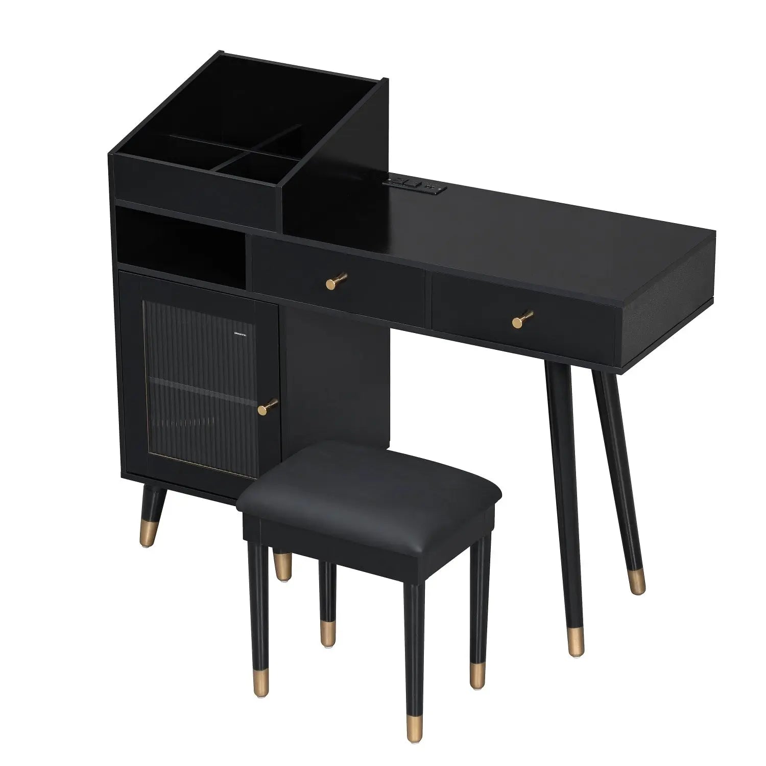 44" Black Wood Two Drawer Vanity Table Homeroots Living Room