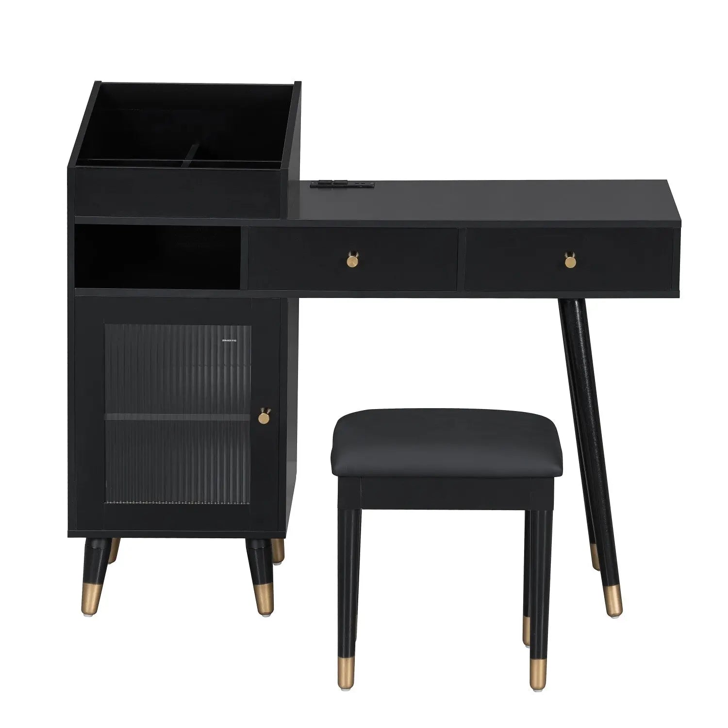 44" Black Wood Two Drawer Vanity Table Homeroots Living Room