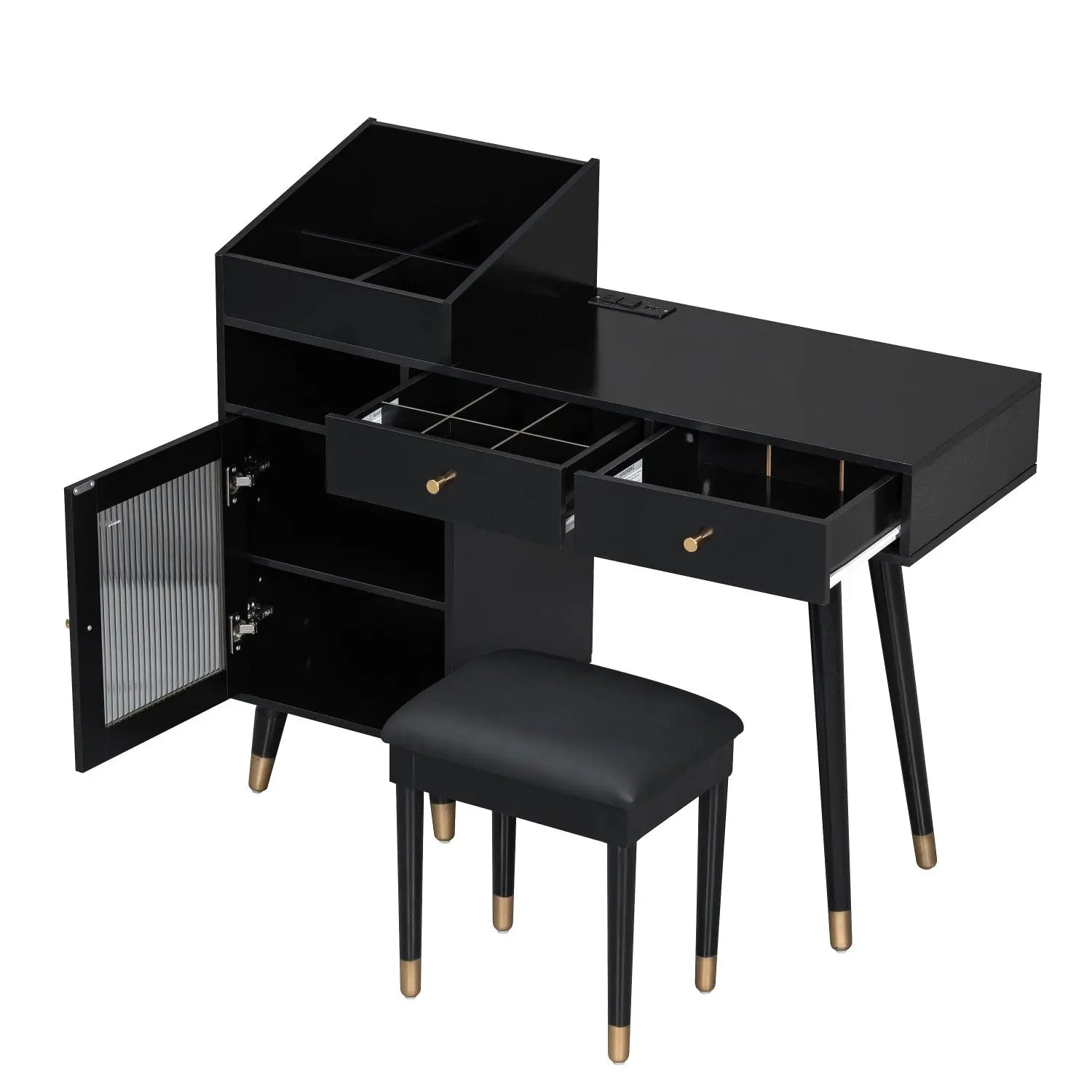 44" Black Wood Two Drawer Vanity Table Homeroots Living Room
