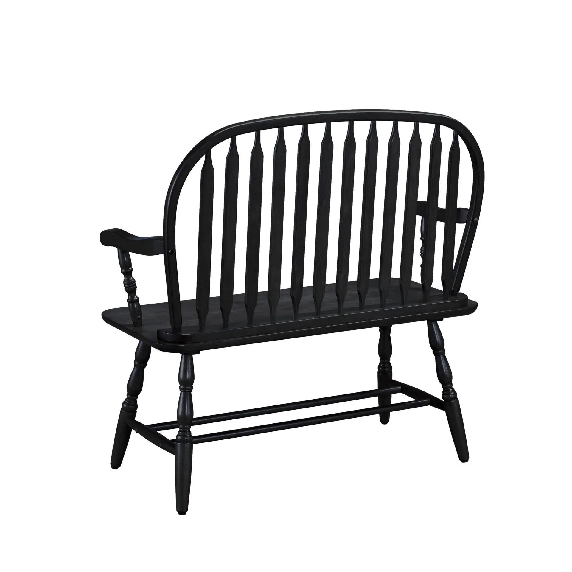 44" Black Wood Windsor Spindle Back Bench Homeroots Living Room
