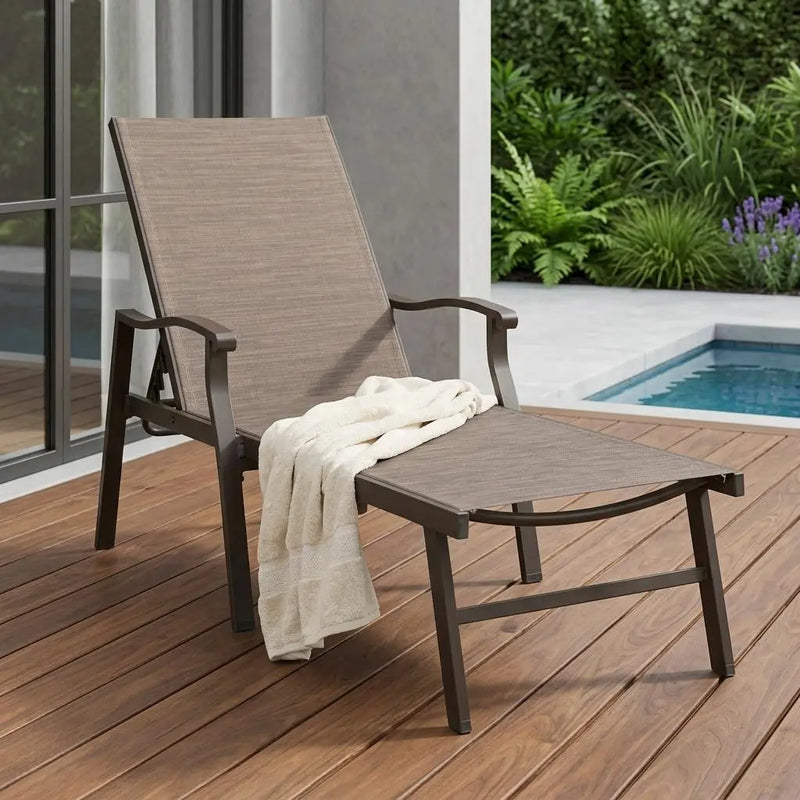 44" Brown Aluminum Six Position Adjustable Outdoor Chaise Lounge Homeroots Outdoor