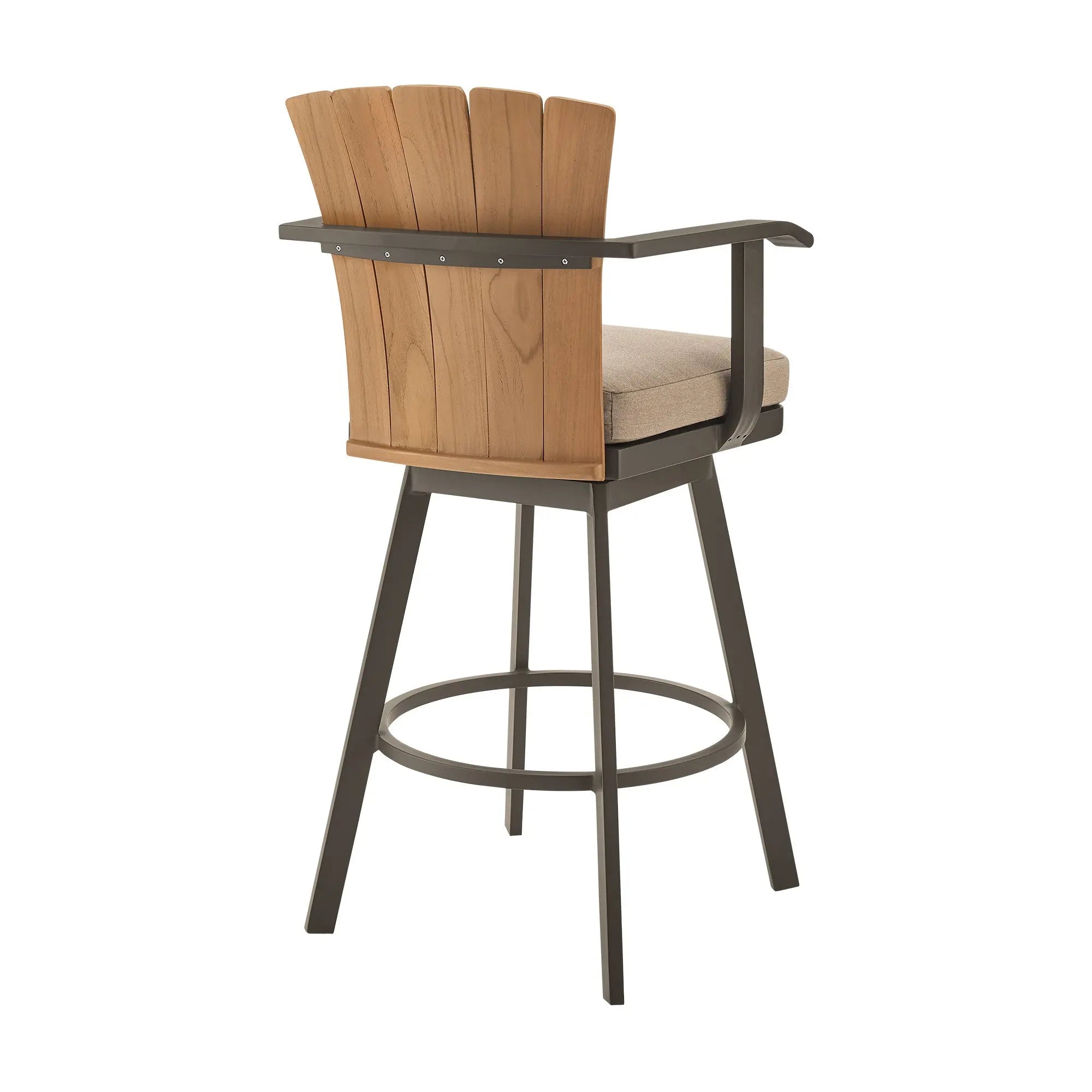 44" Brown Metal Swivel Outdoor Bar Height chair with Footrest - GreatEagleInc
