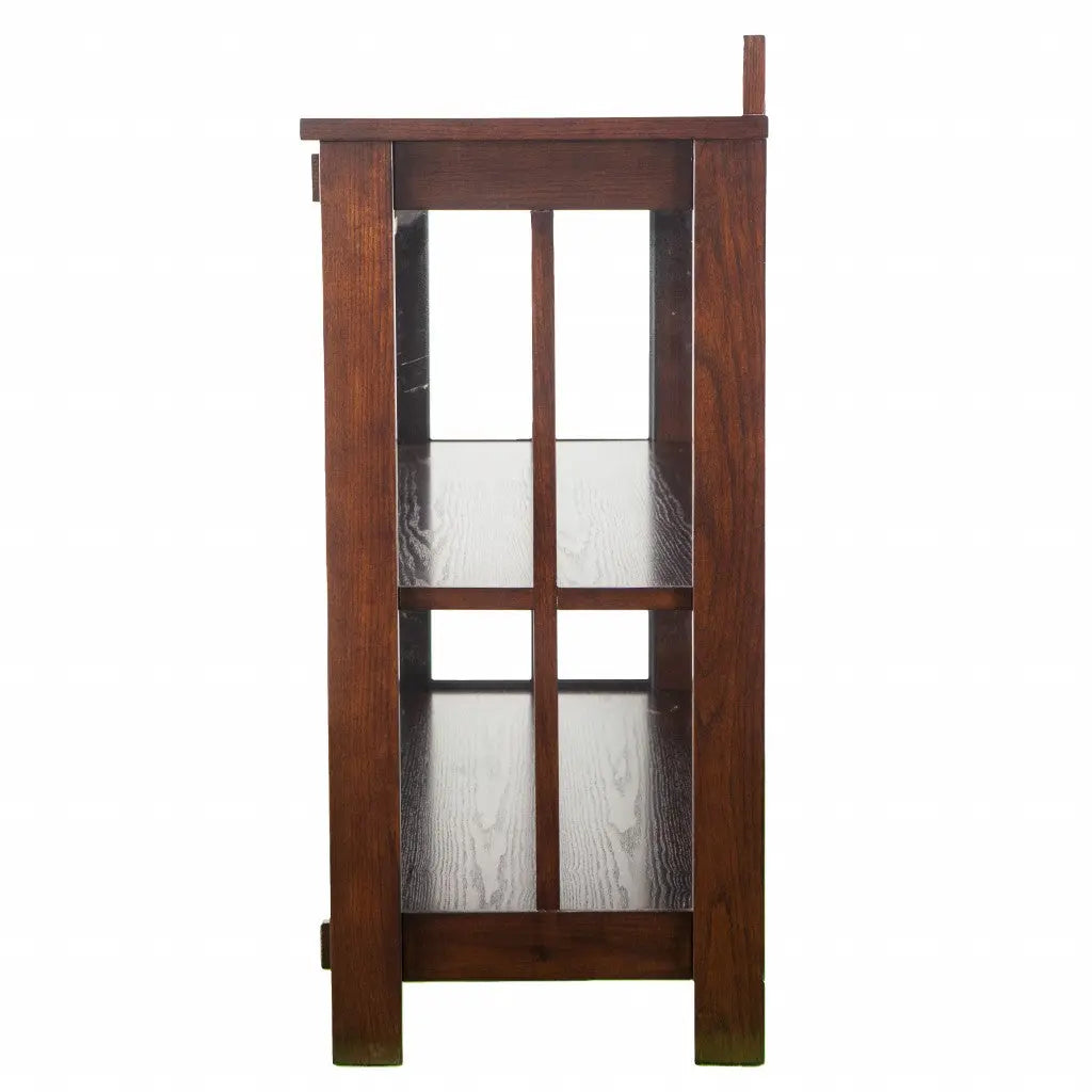 44" Brown Wood With Glass Sideboard with Two Doors Homeroots Kitchen & Dining