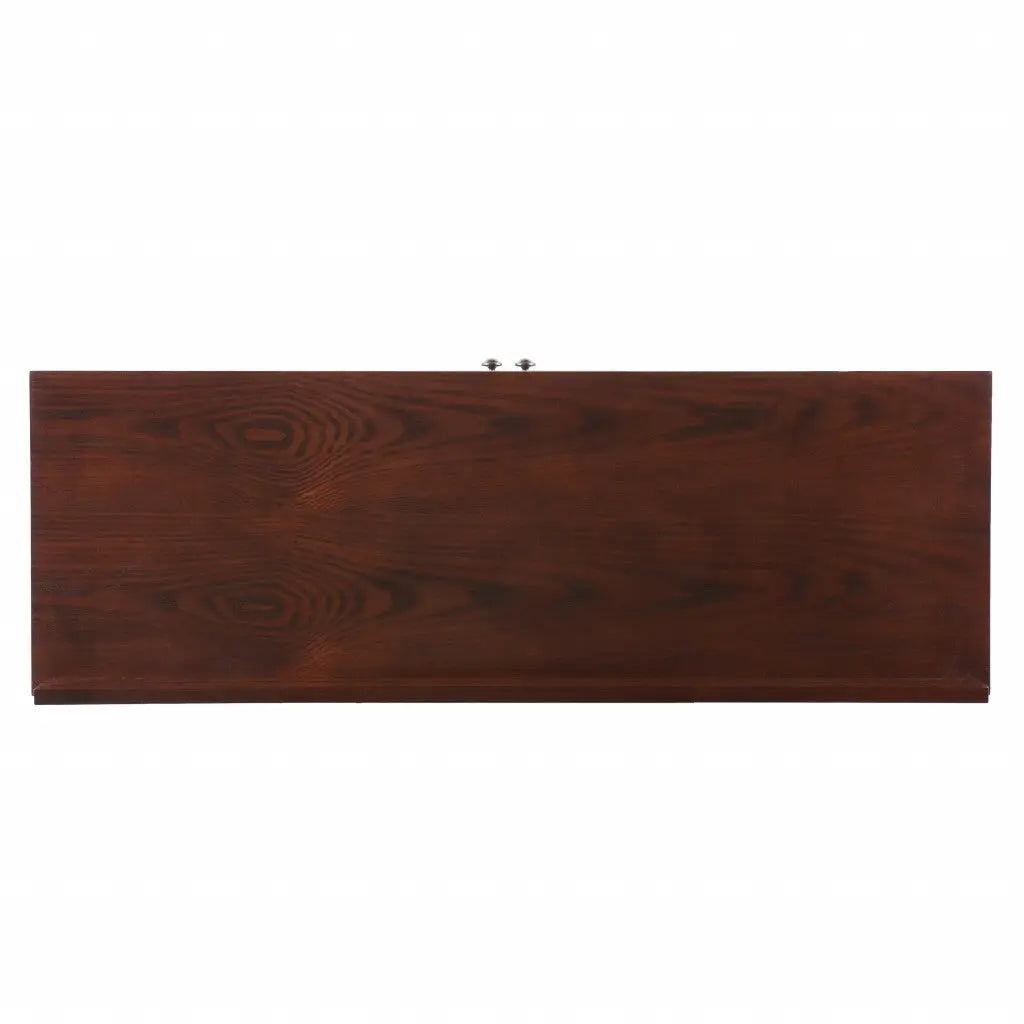 44" Brown Wood With Glass Sideboard with Two Doors Homeroots Kitchen & Dining