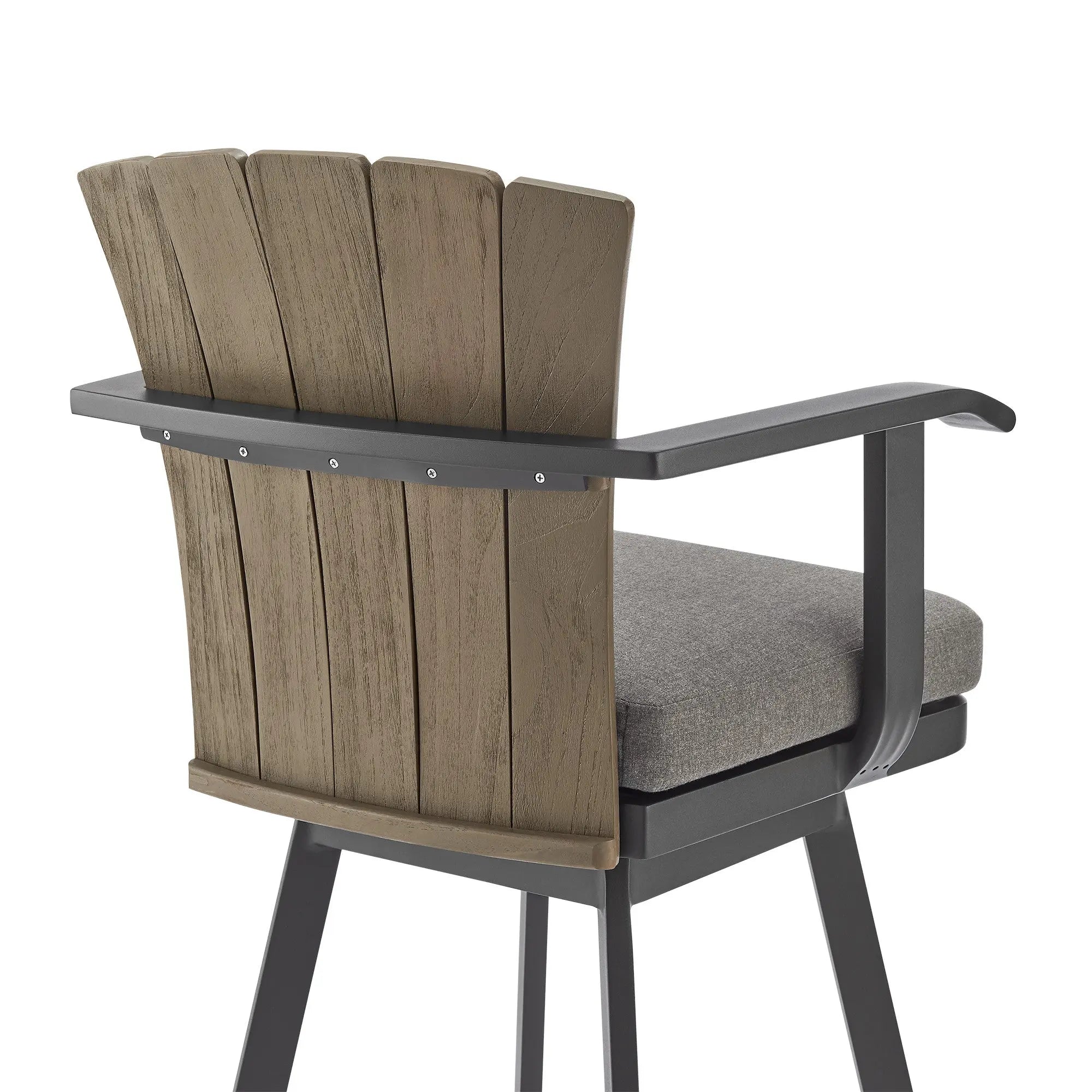 44" Charcoal Metal Swivel Outdoor Bar Height chair with Footrest Homeroots Outdoor