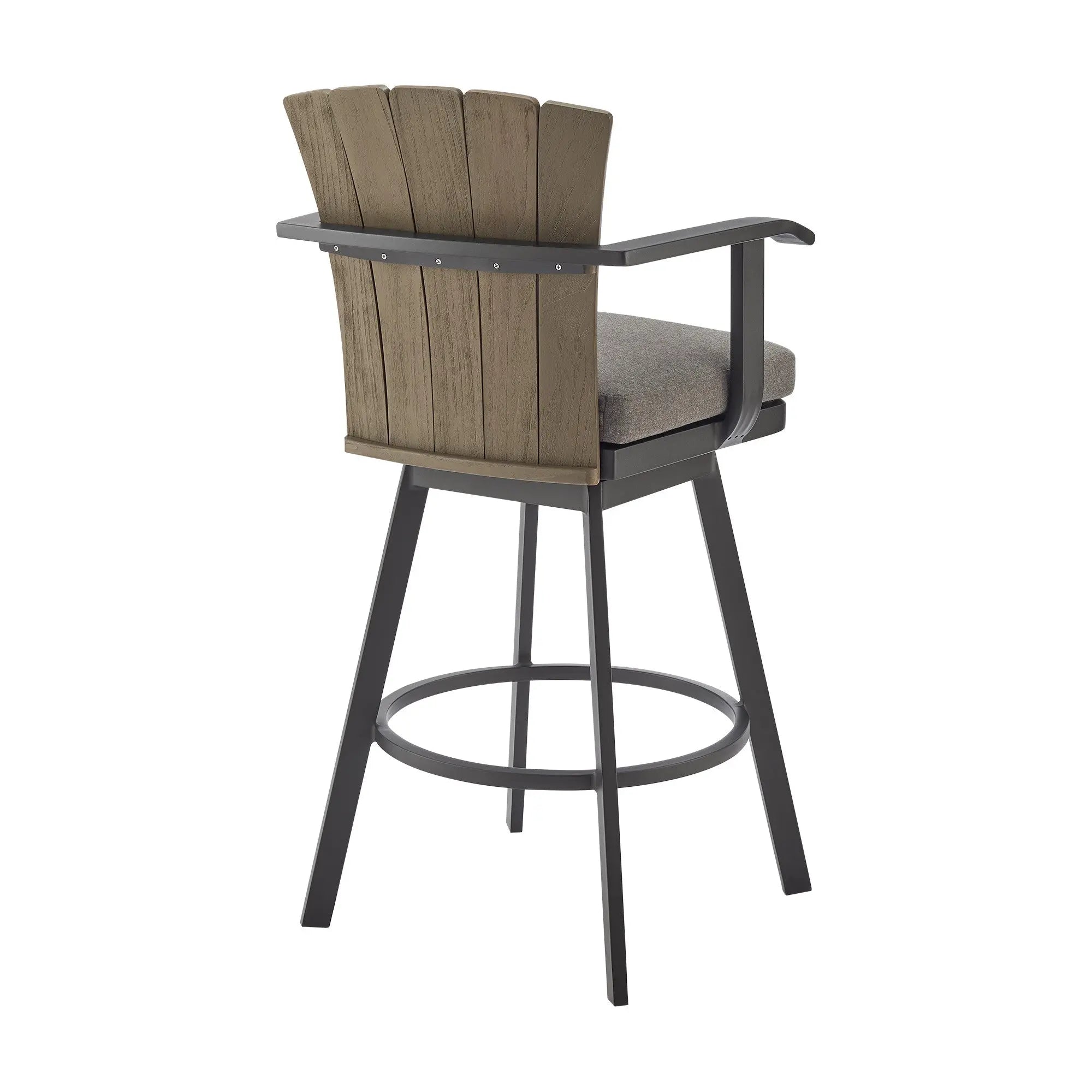 44" Charcoal Metal Swivel Outdoor Bar Height chair with Footrest Homeroots Outdoor