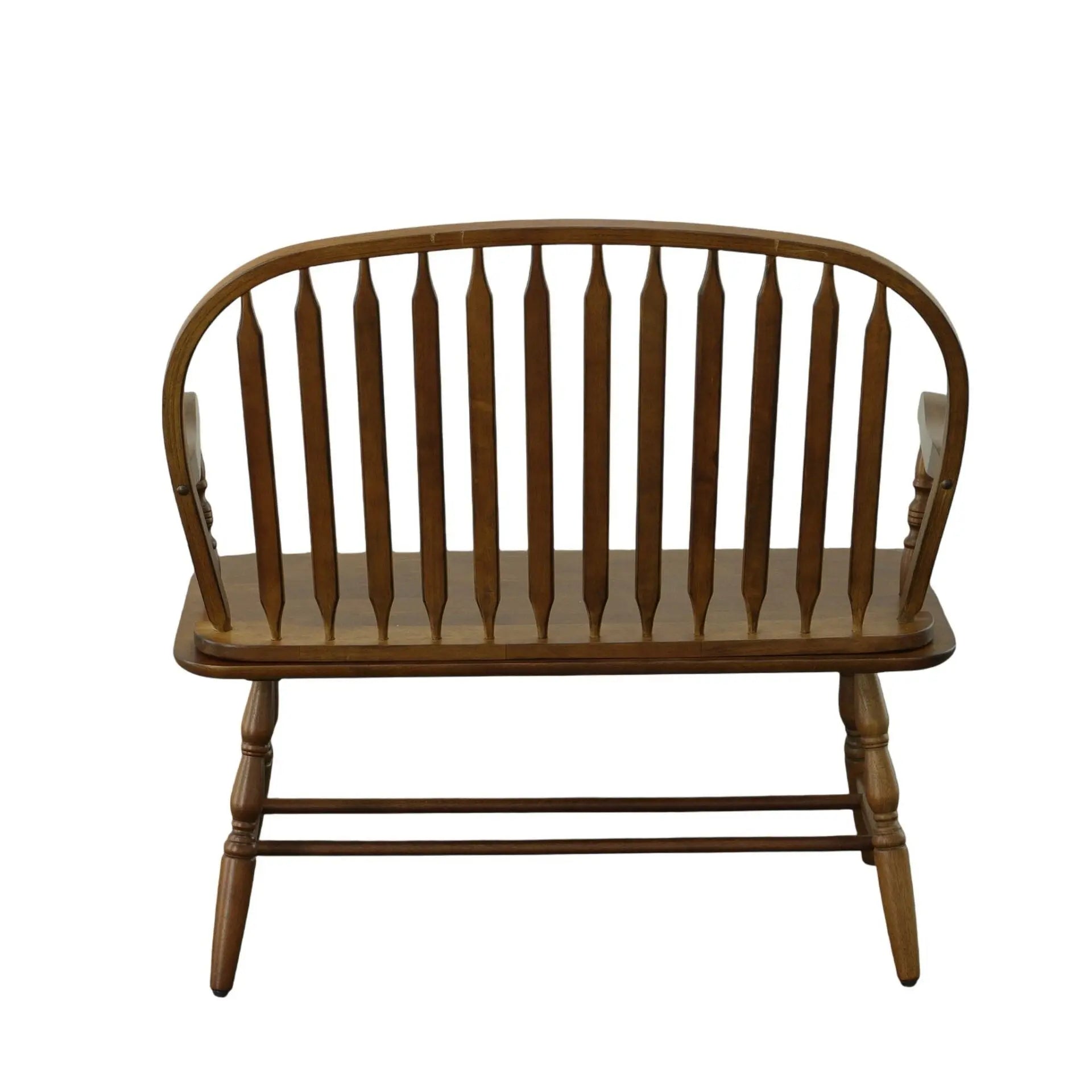 44" Dark Brown Wood Windsor Spindle Back Bench Homeroots Living Room
