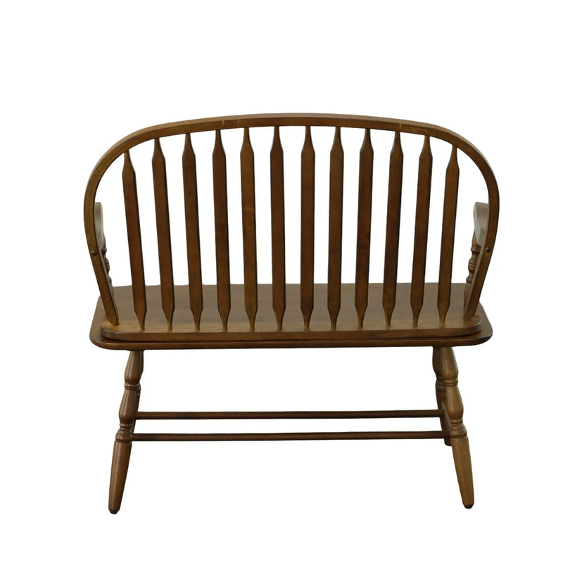 44" Dark Brown Wood Windsor Spindle Back Bench Homeroots Living Room