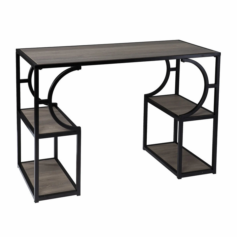 44" Gray and Black Wood Pedestal Homeroots Office