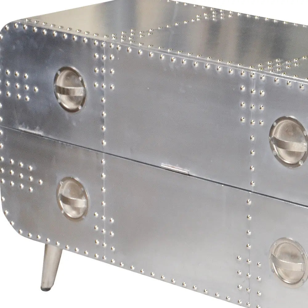 44" Silver Aluminum Enclosed Storage TV Stand Homeroots Living Room