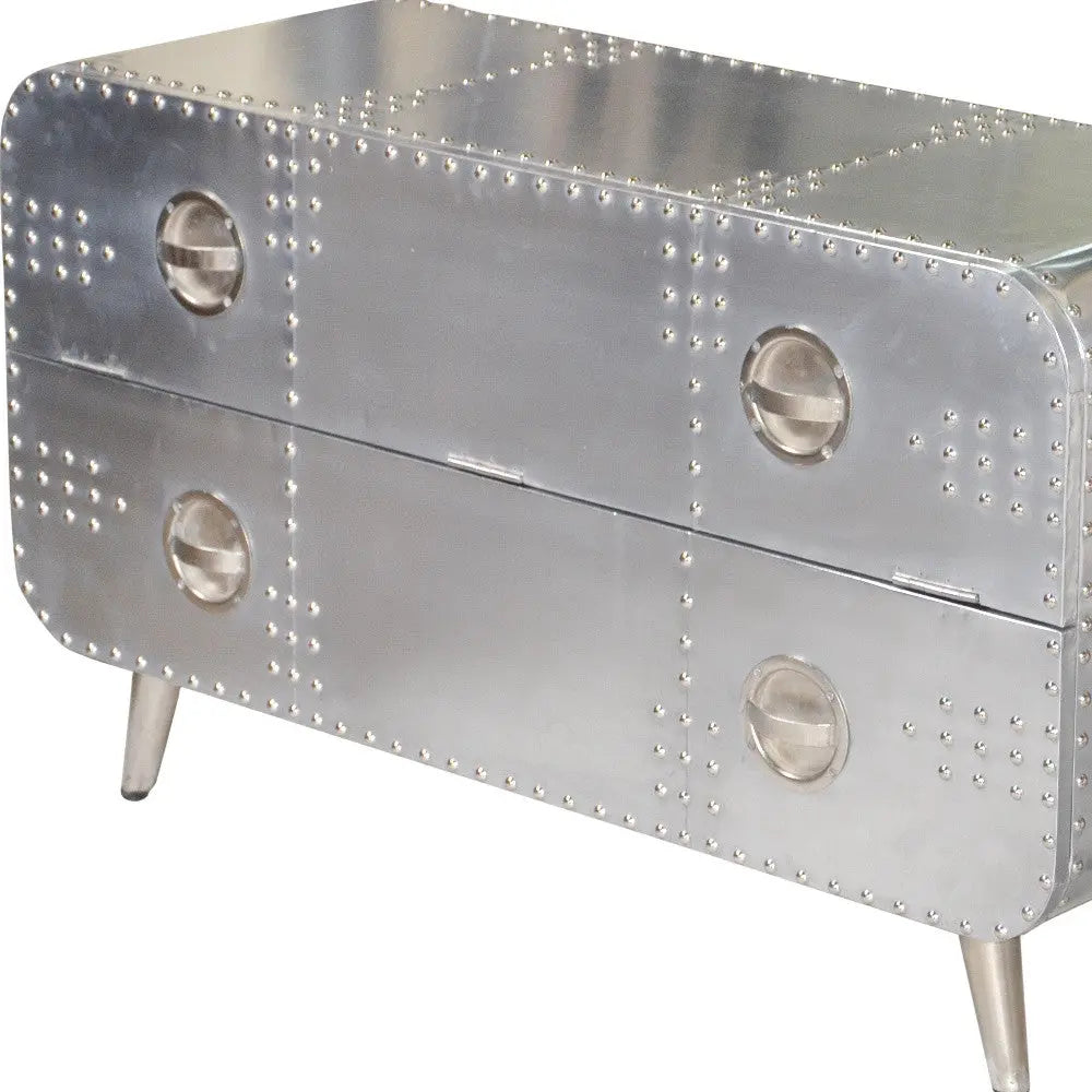 44" Silver Aluminum Enclosed Storage TV Stand Homeroots Living Room