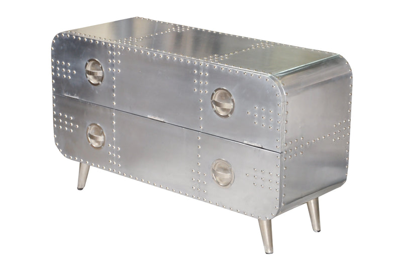 44" Silver Aluminum Enclosed Storage TV Stand Homeroots Living Room