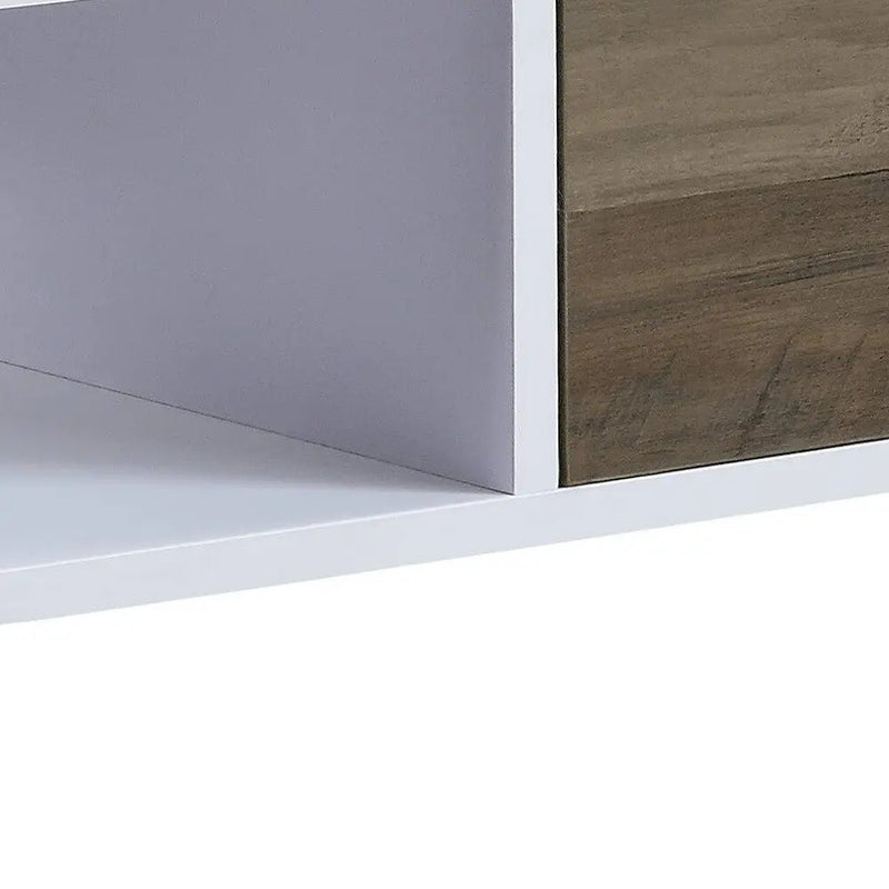 44" White and Black Melamine Veneer And Metal Coffee Table With Drawer And Shelf Homeroots Living Room