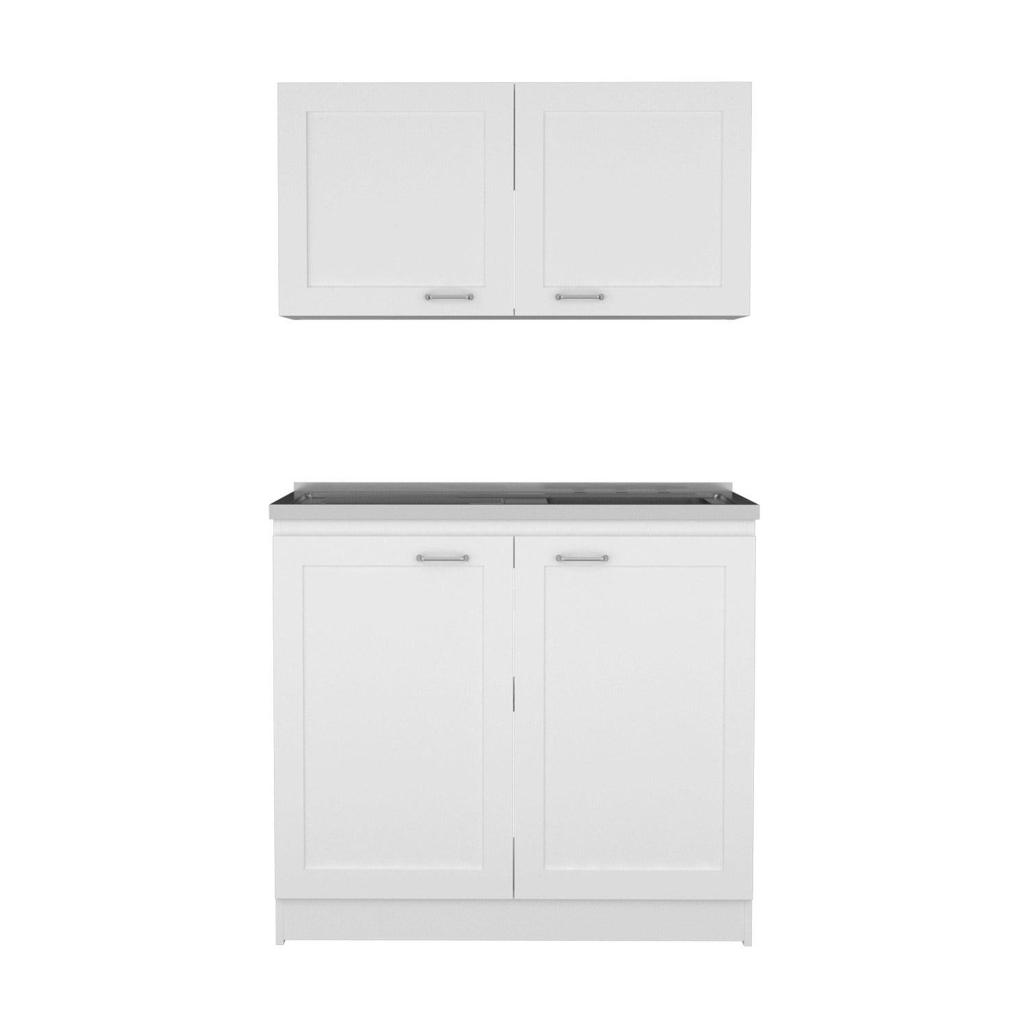 42" Black and White Wood Accent Cabinet Set With Four Doors - Kitchen & Dining