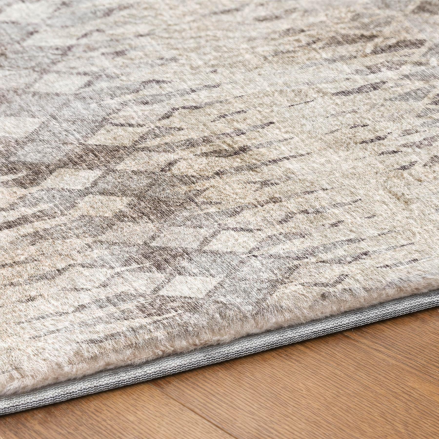 3' X 5' Beige And Gray Chevron Shag Washable Area Rug With UV Protection - Home & Garden