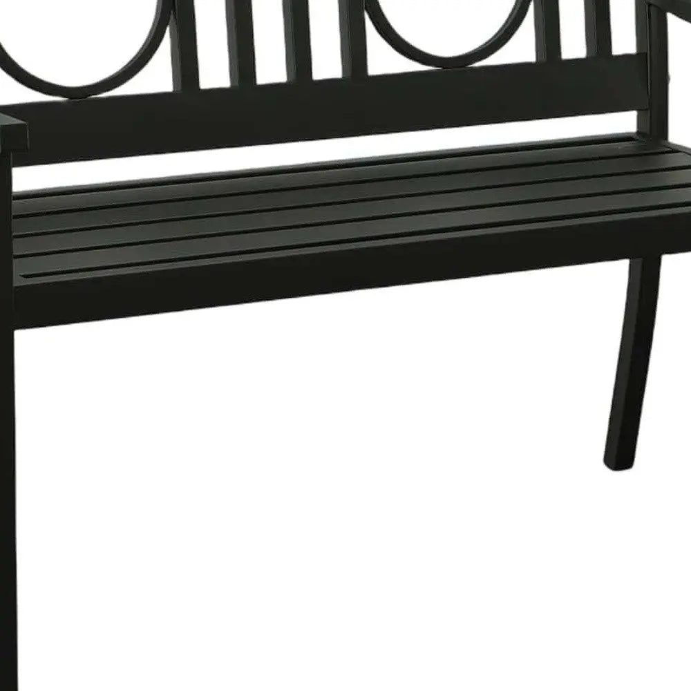 45" Black Metal Geometric Back Garden Patio Bench Homeroots Outdoor