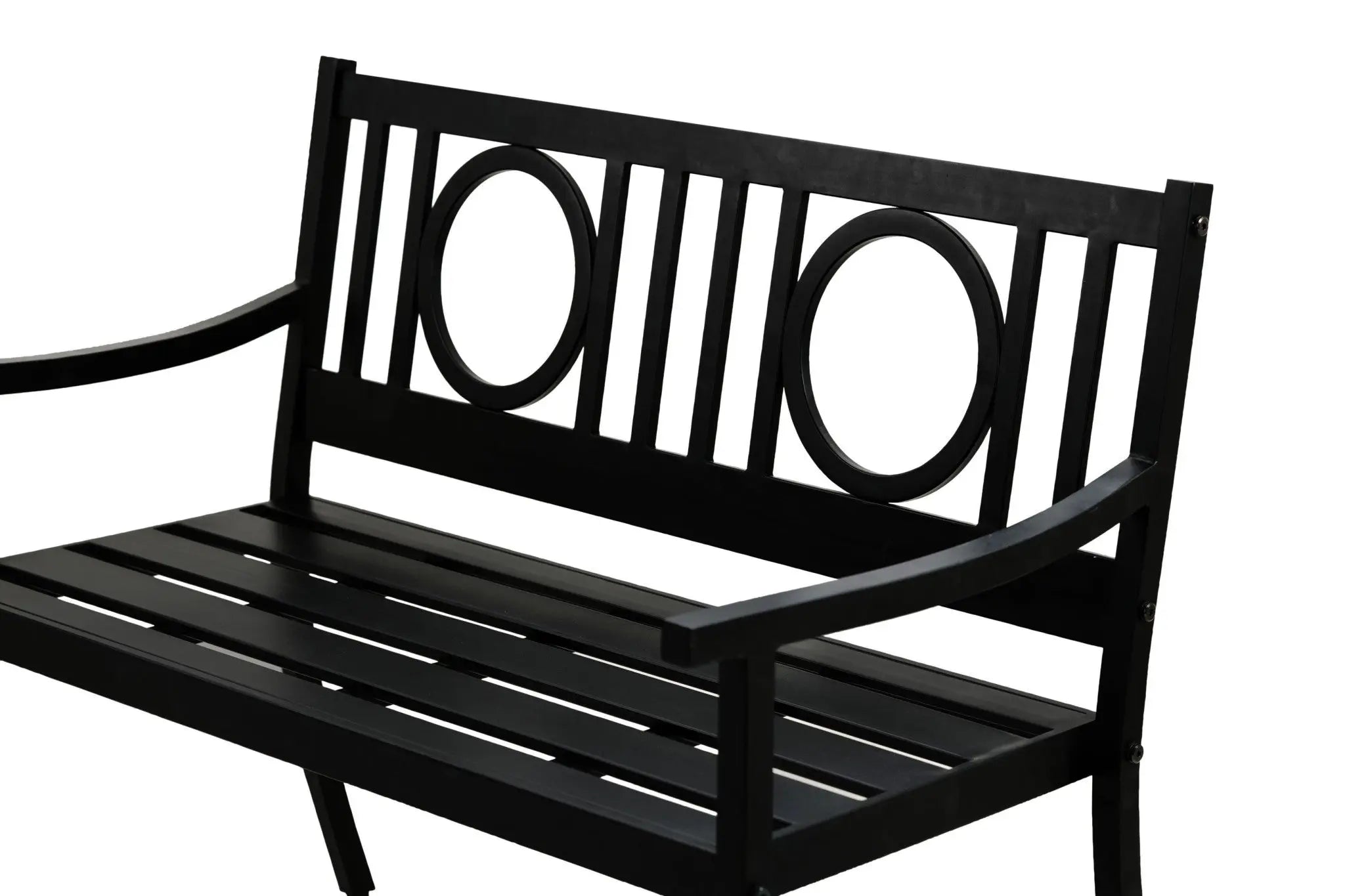 45" Black Metal Geometric Back Garden Patio Bench Homeroots Outdoor