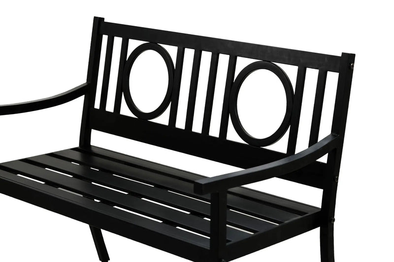 45" Black Metal Geometric Back Garden Patio Bench Homeroots Outdoor