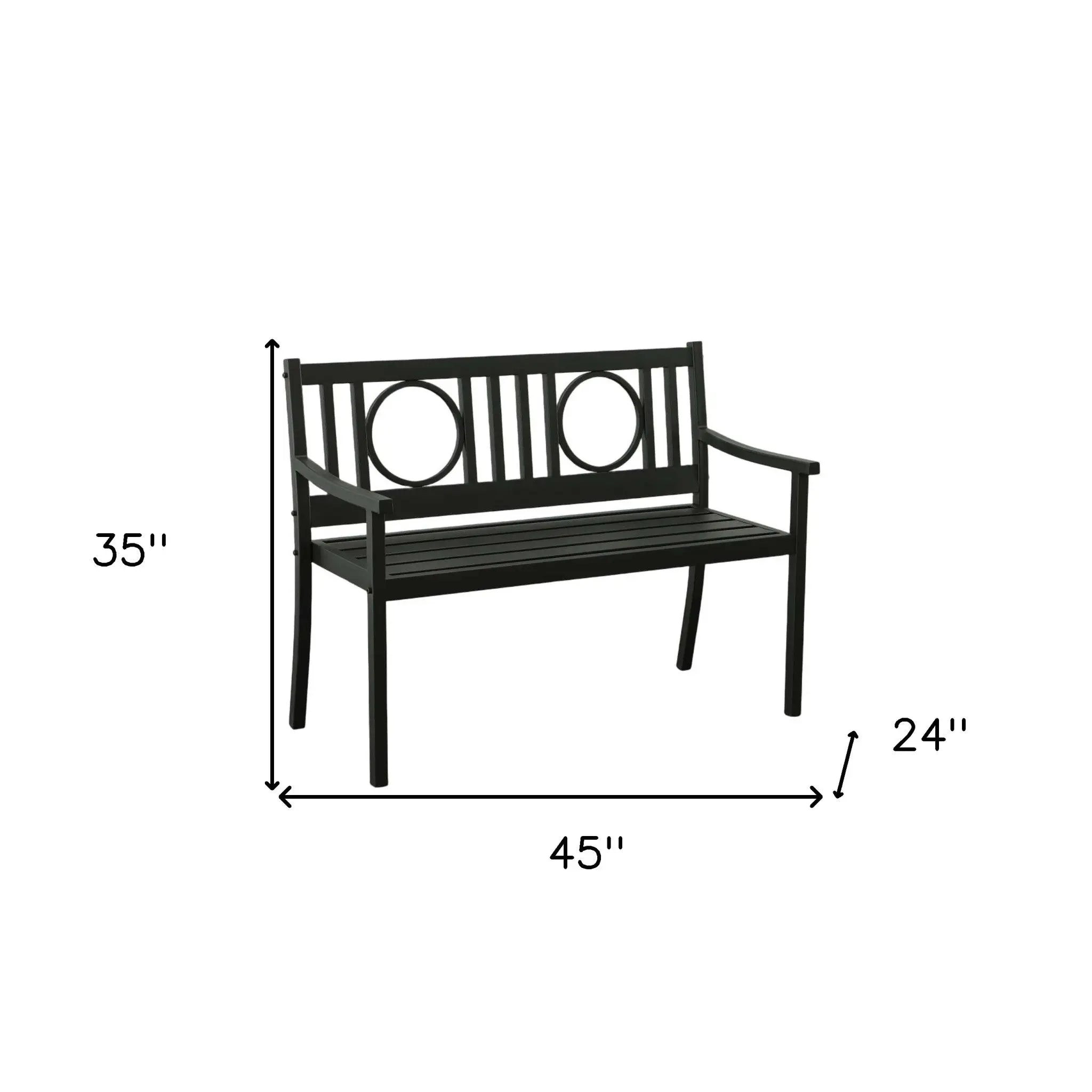 45" Black Metal Geometric Back Garden Patio Bench Homeroots Outdoor